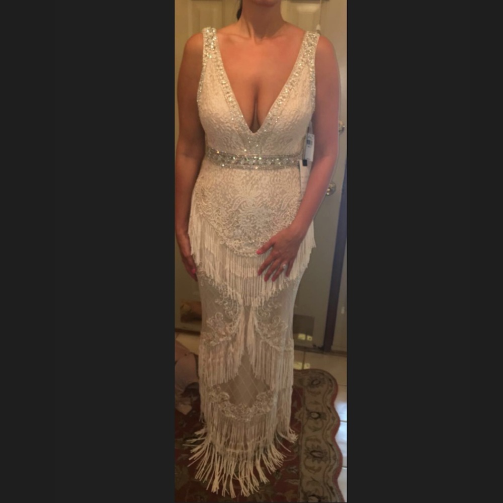 Mac Duggal Embellished Nude Gown
